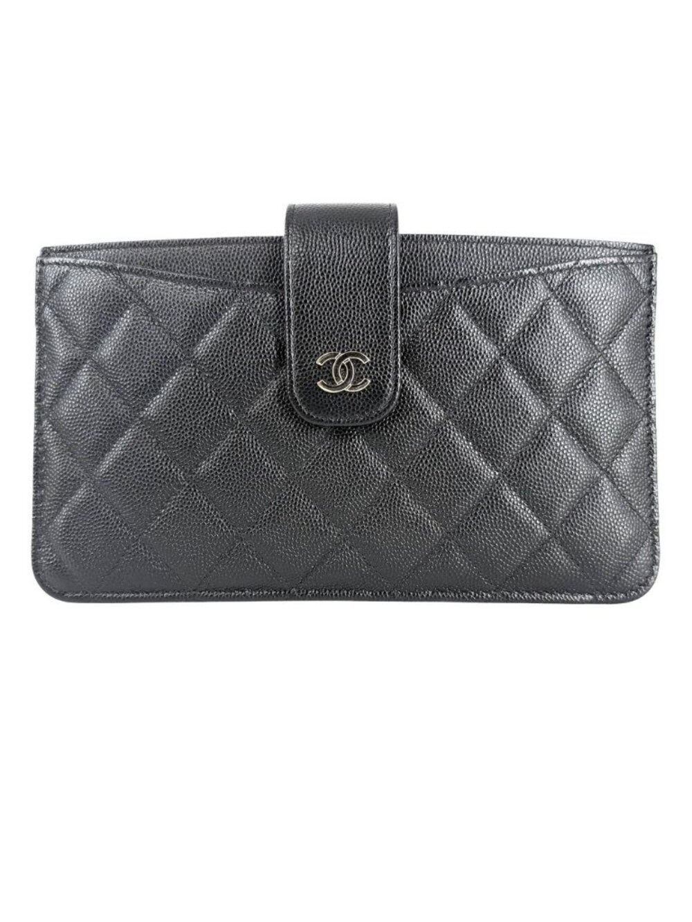 Chanel Wallet CC Logo Caviar Leather Black Gold